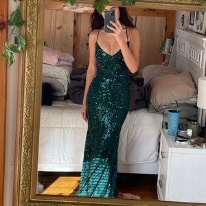Green Sequin Lulus Prom Dress